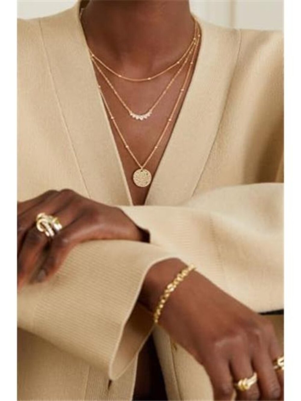 Gold/Silver Layered Necklaces for Women,Dainty 14k Gold Plated Stackable Choker - Picture 4 of 7